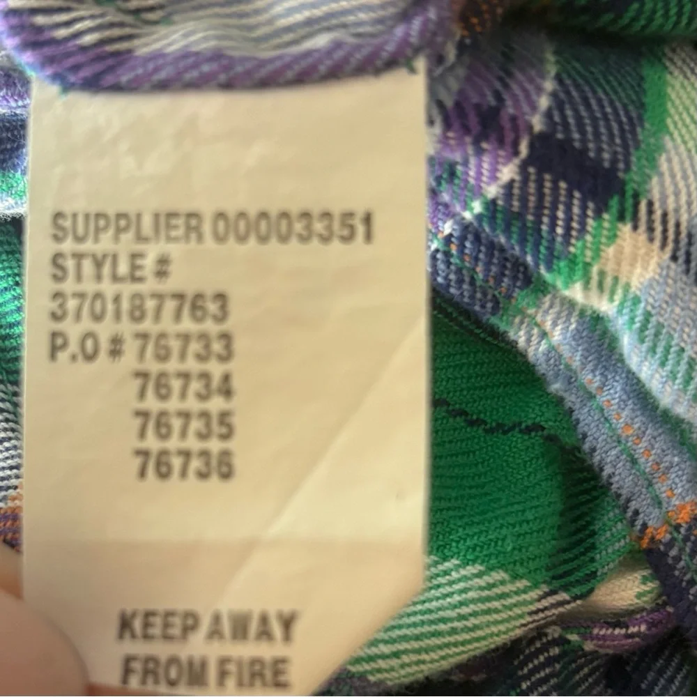 Ralph Lauren Baby Girl Blue/Green Plaid Flannel Ruffle Shirt Dress 18mon